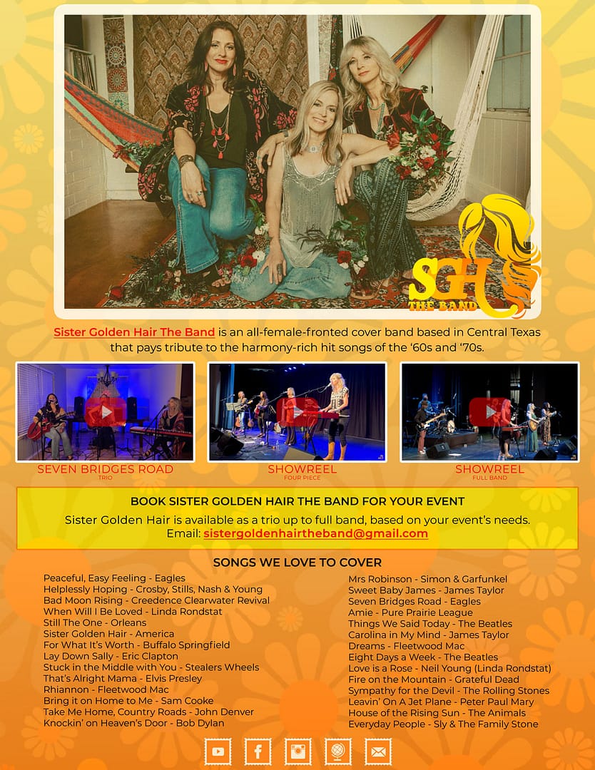 Sister Golden Hair The Band Info Sheet